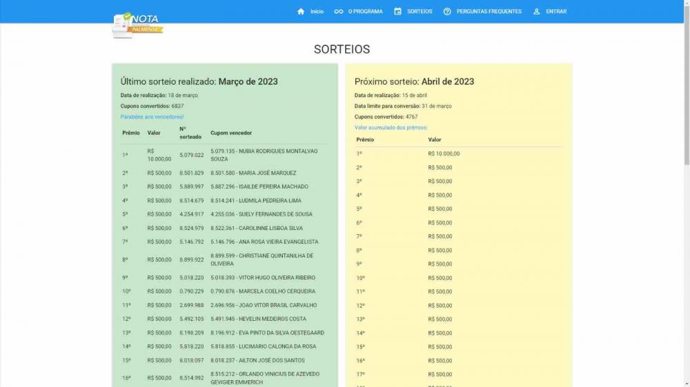 Vencedores do sorteio da Nota Premiada têm 90 dias para solicitar prêmio