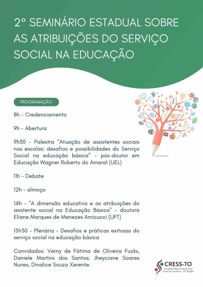 Seminário debate atuação de assistente social em escolas públicas 