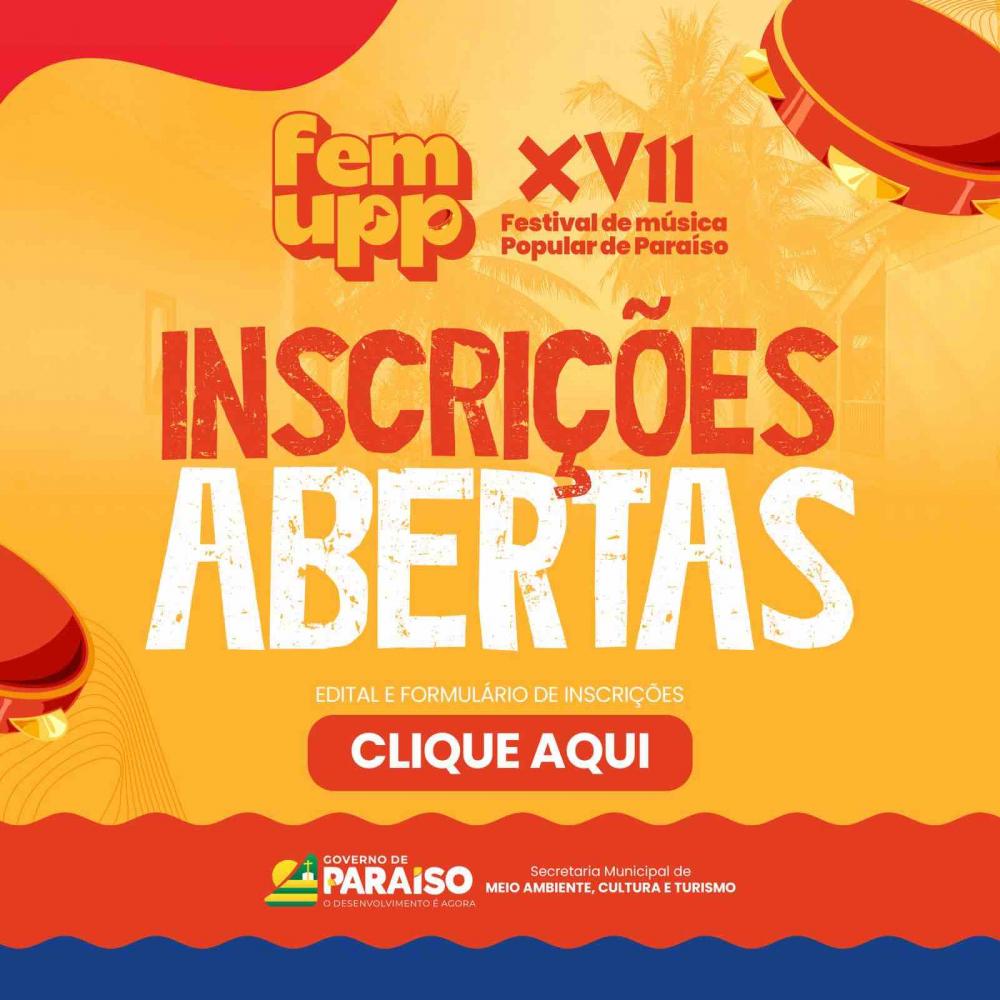 Prefeitura de Paraíso abre inscrições para XVII Femupp, um dos mais tradicionais Festivais de Música do Tocantins