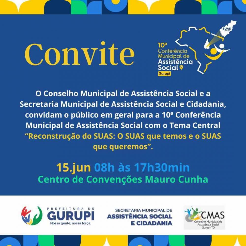 10ª Conferência Municipal de Assistência Social de Gurupi será realizada na próxima semana
