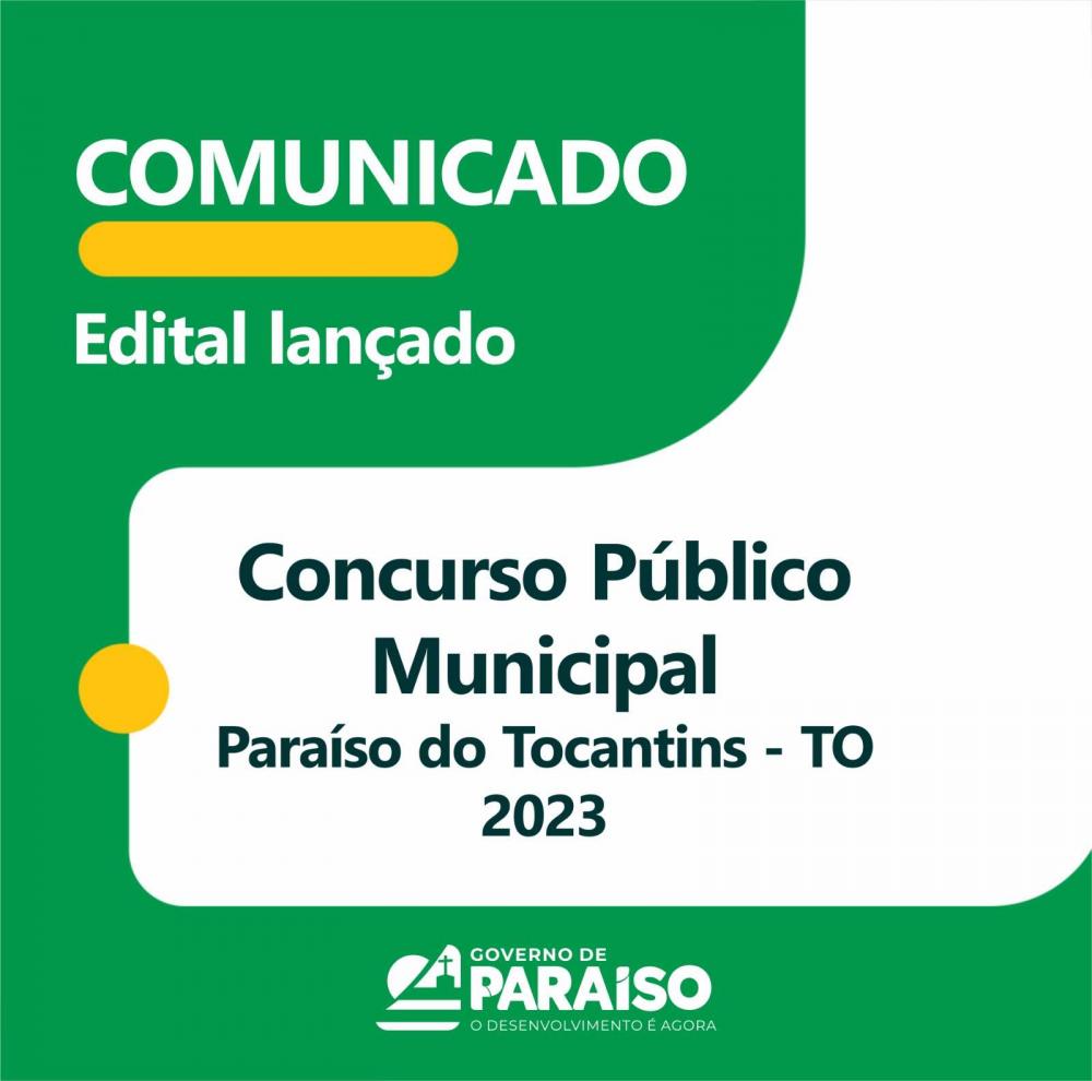 Concurso Público 2023: Prefeitura de Paraíso anuncia publicação do edital