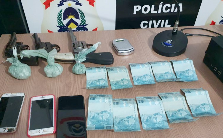 Em Miracema do Tocantins, Polícia Civil prende cinco pessoas por tráfico e apreende drogas e armas de fogo
